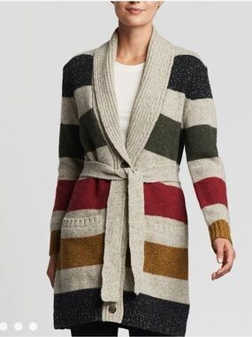 Pendleton Women’s Glacier Stripe Lambs Nylon Wool Cardigan Large